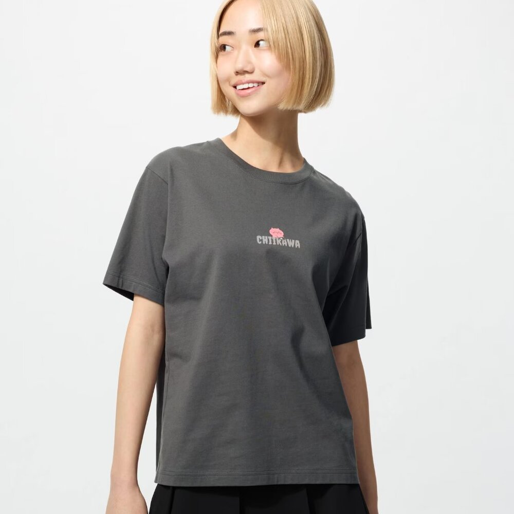 NWT Uniqlo Chiikawa × Joke Bear and Friends Gray T-Shirt US Women Size Small - Picture 2 of 4